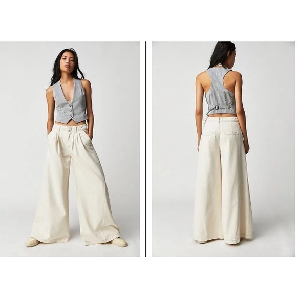 We The Free Denim - We The Free Cream Wide Leg Jeans